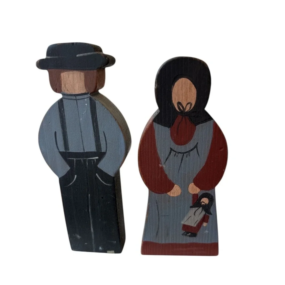 9 Pc The Cat's Meow Village Vintage Amish Life Series 1990s + Amish Figures